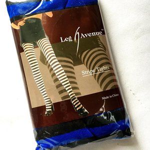 * Leg Avenue #7100 Blue & Black Stripe Tights NWT NOS